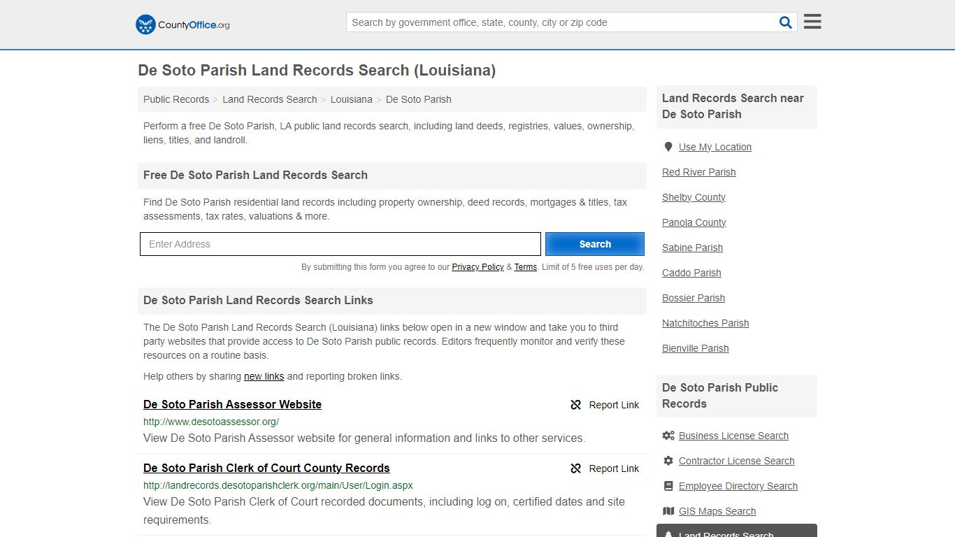 De Soto Parish Land Records Search (Louisiana) - County Office